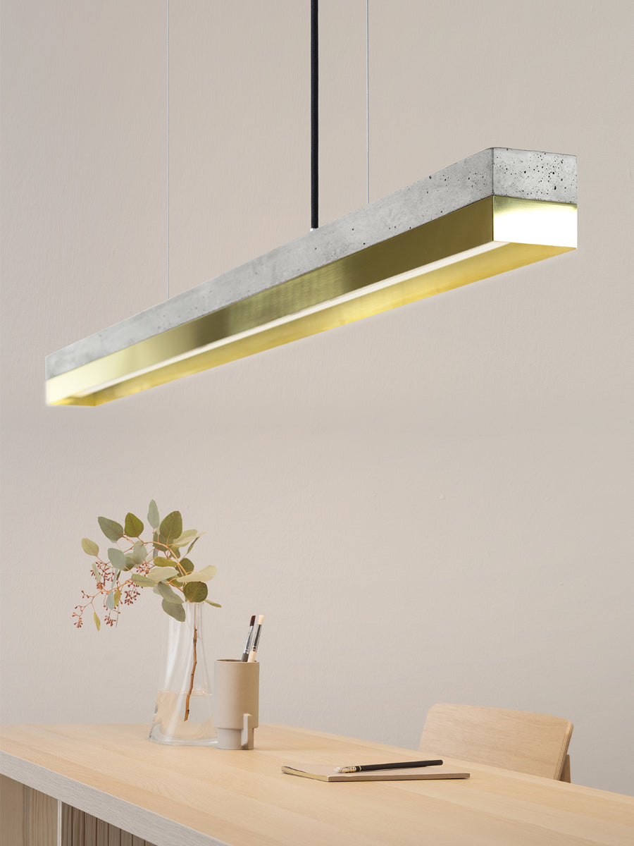 [C1] Concrete & Brass LED Pendant 122CM