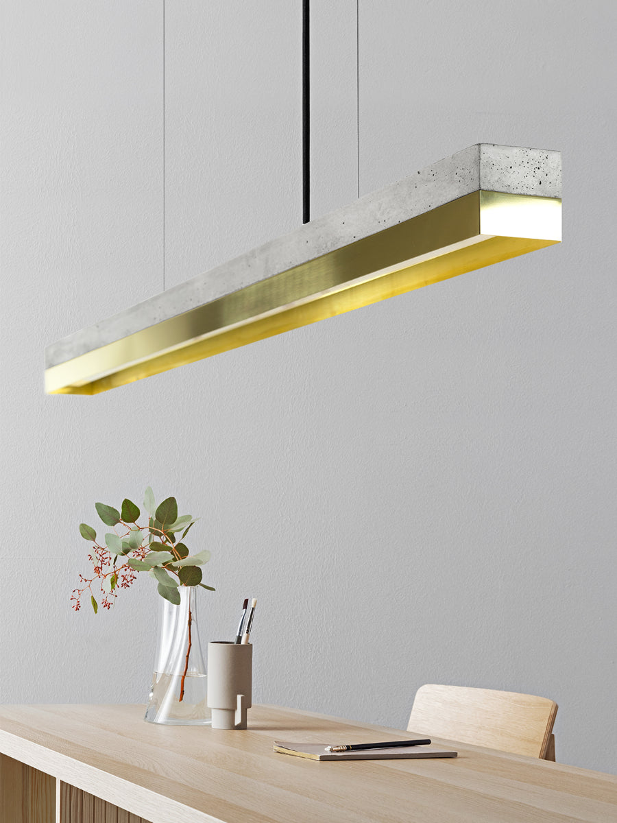 [C1] Concrete & Brass LED Pendant 122CM
