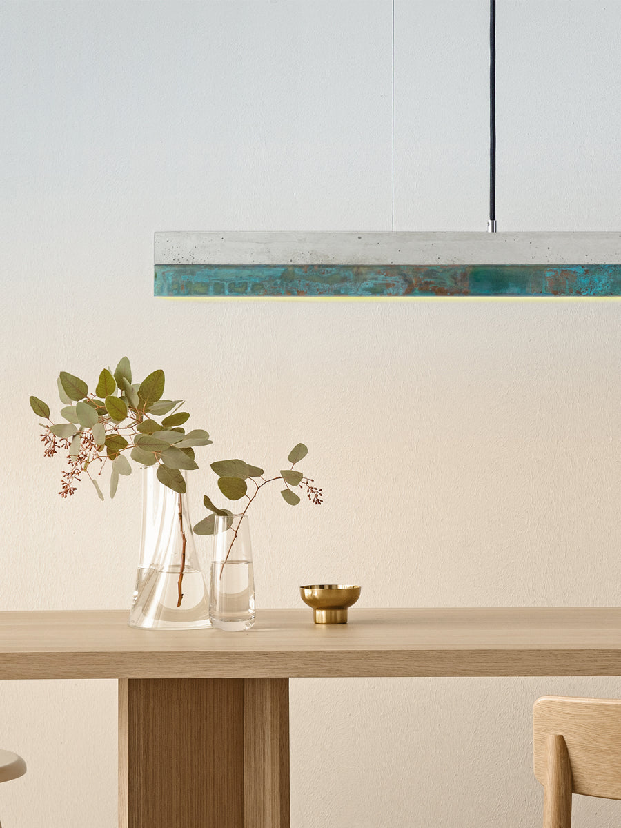 [C1] Concrete & Oxidised Copper Pendant Light 122CM