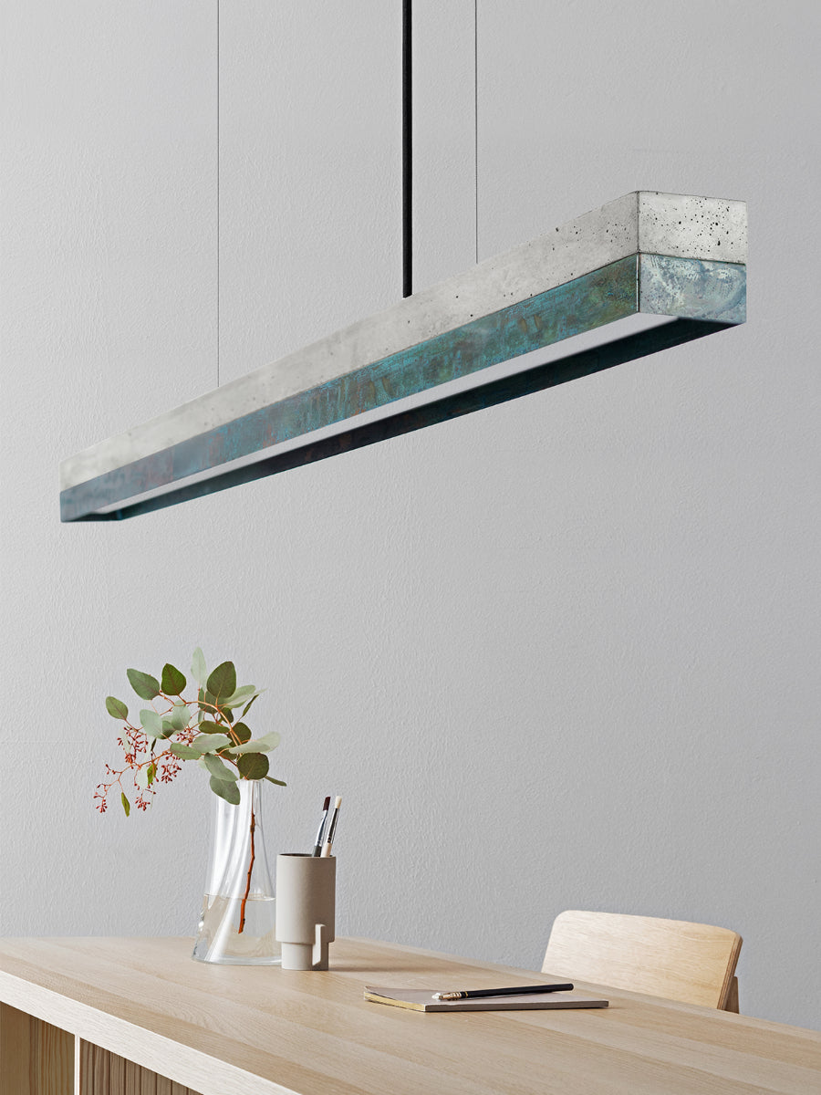 [C1] Concrete & Oxidised Copper Pendant Light 122CM