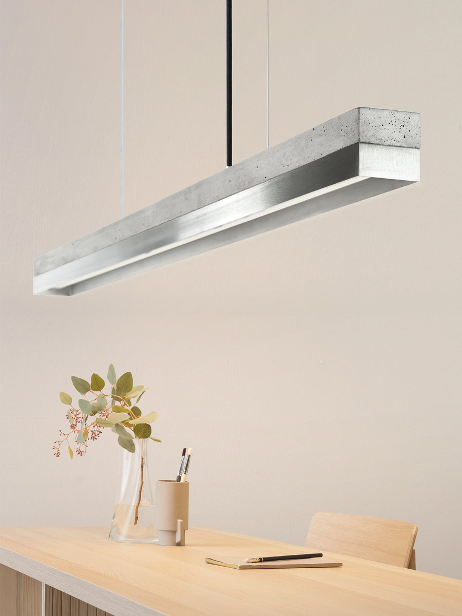 [C1] Concrete & Stainless Steel Pendant Light 122CM