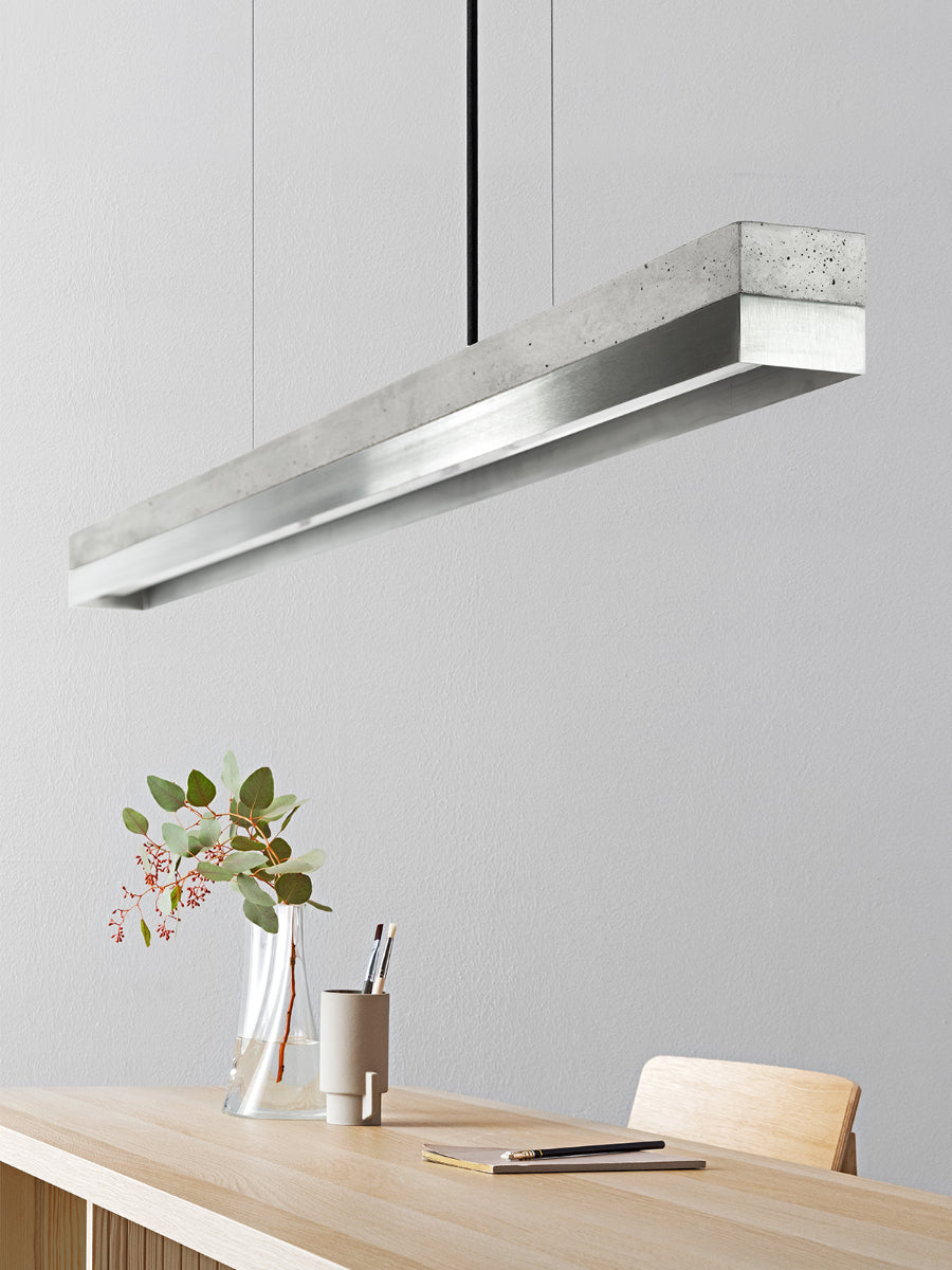 [C1] Concrete & Stainless Steel Pendant Light 122CM
