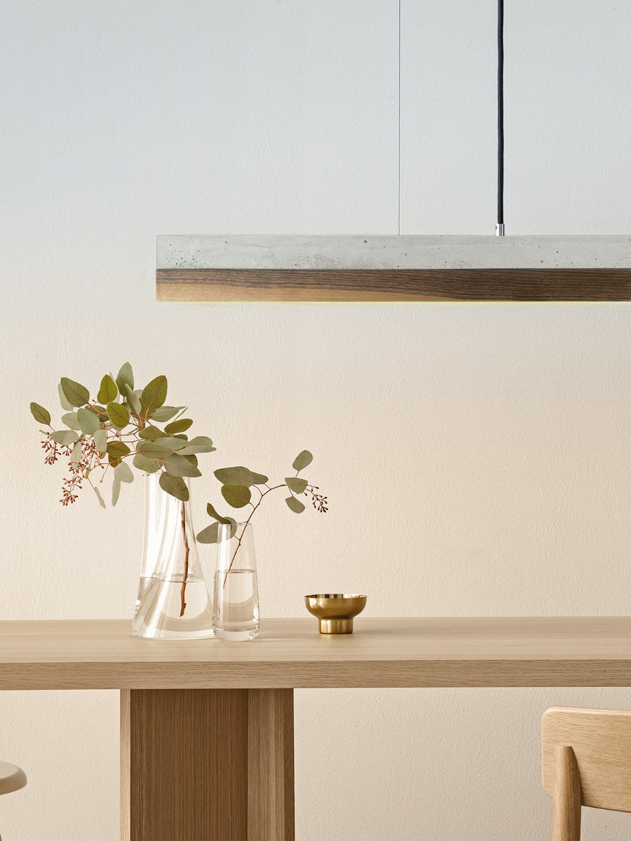 [C1] Concrete & Walnut Pendant Light 122CM
