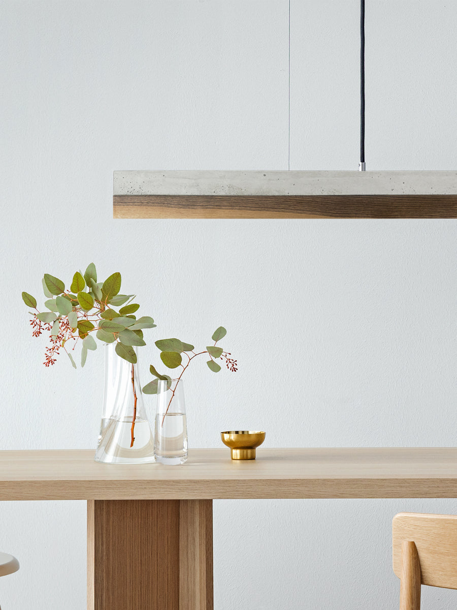 [C1] Concrete & Walnut Pendant Light 122CM