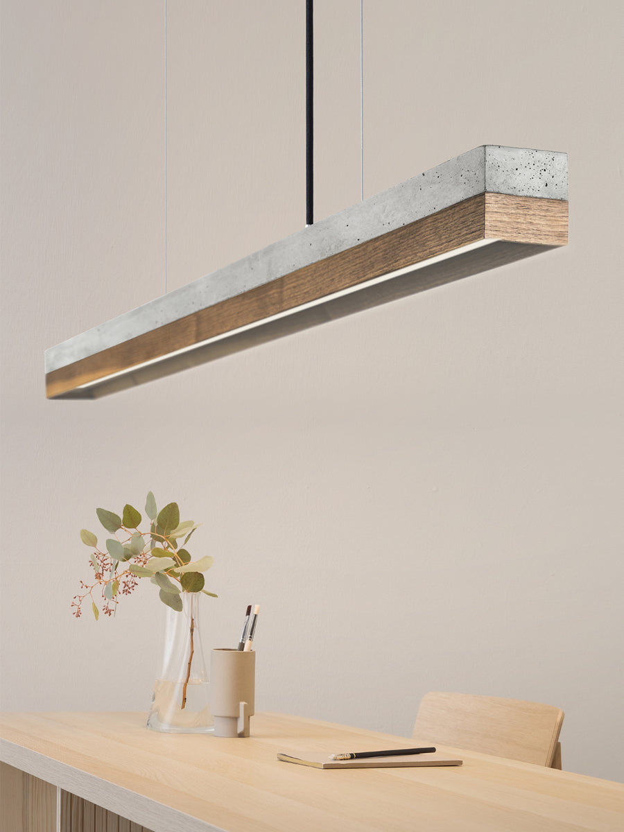 [C1] Concrete & Walnut Pendant Light 122CM