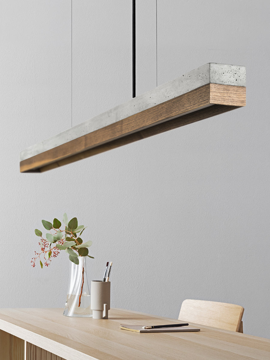 [C1] Concrete & Walnut Pendant Light 122CM