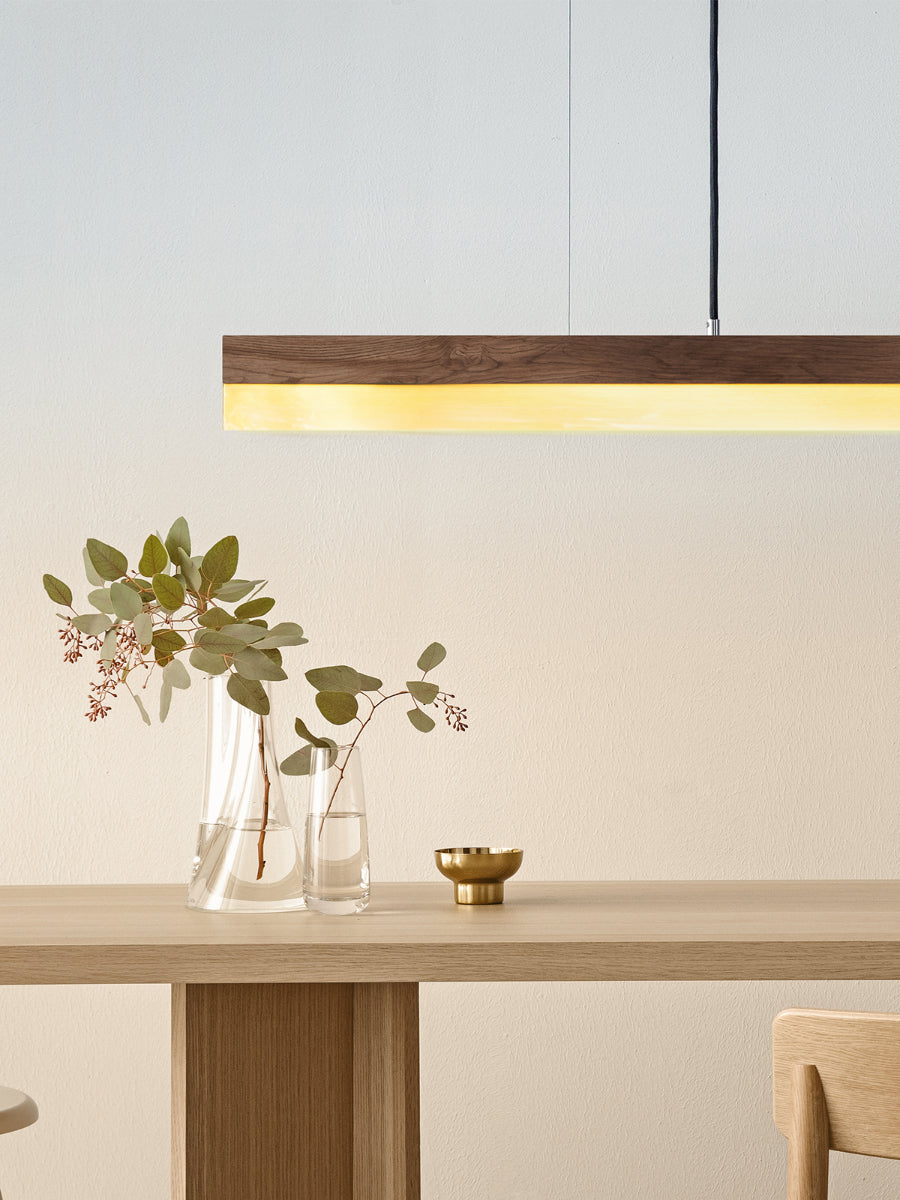 [C1w] Walnut Wood & Brass Pendant 122CM