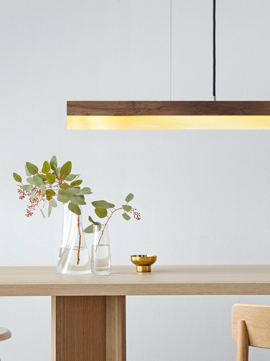 [C1w] Walnut Wood & Brass Pendant 122CM