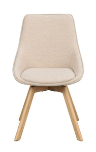 Alison Swivel Dining Chair with Oak Legs (Set of 2) – Light Beige Fabric / Oak – 1