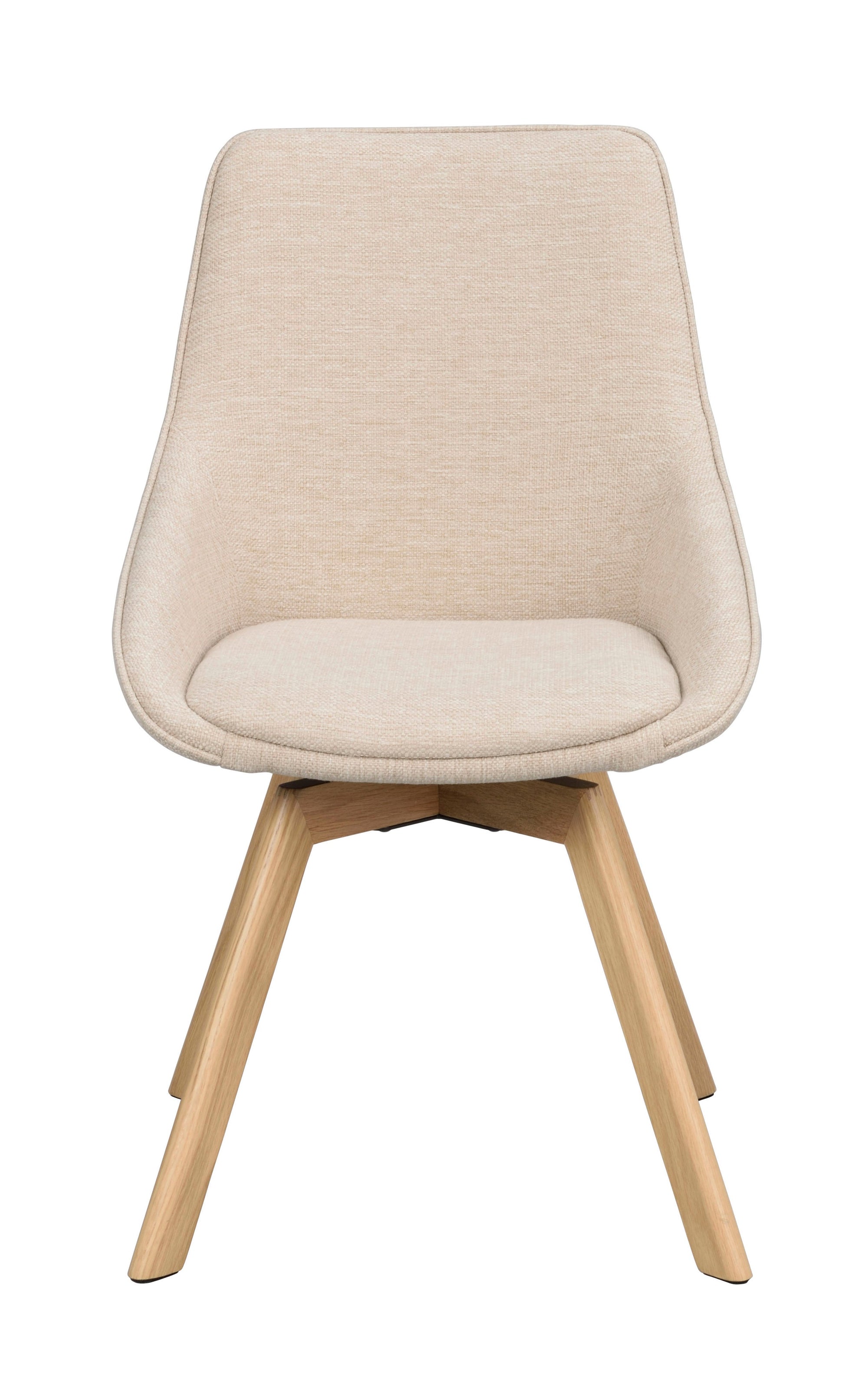 Alison Swivel Dining Chair with Oak Legs (Set of 2) – Light Beige Fabric / Oak – 1