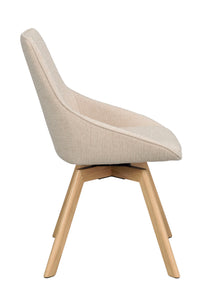 Alison Swivel Dining Chair with Oak Legs (Set of 2) – Light Beige Fabric / Oak – 7
