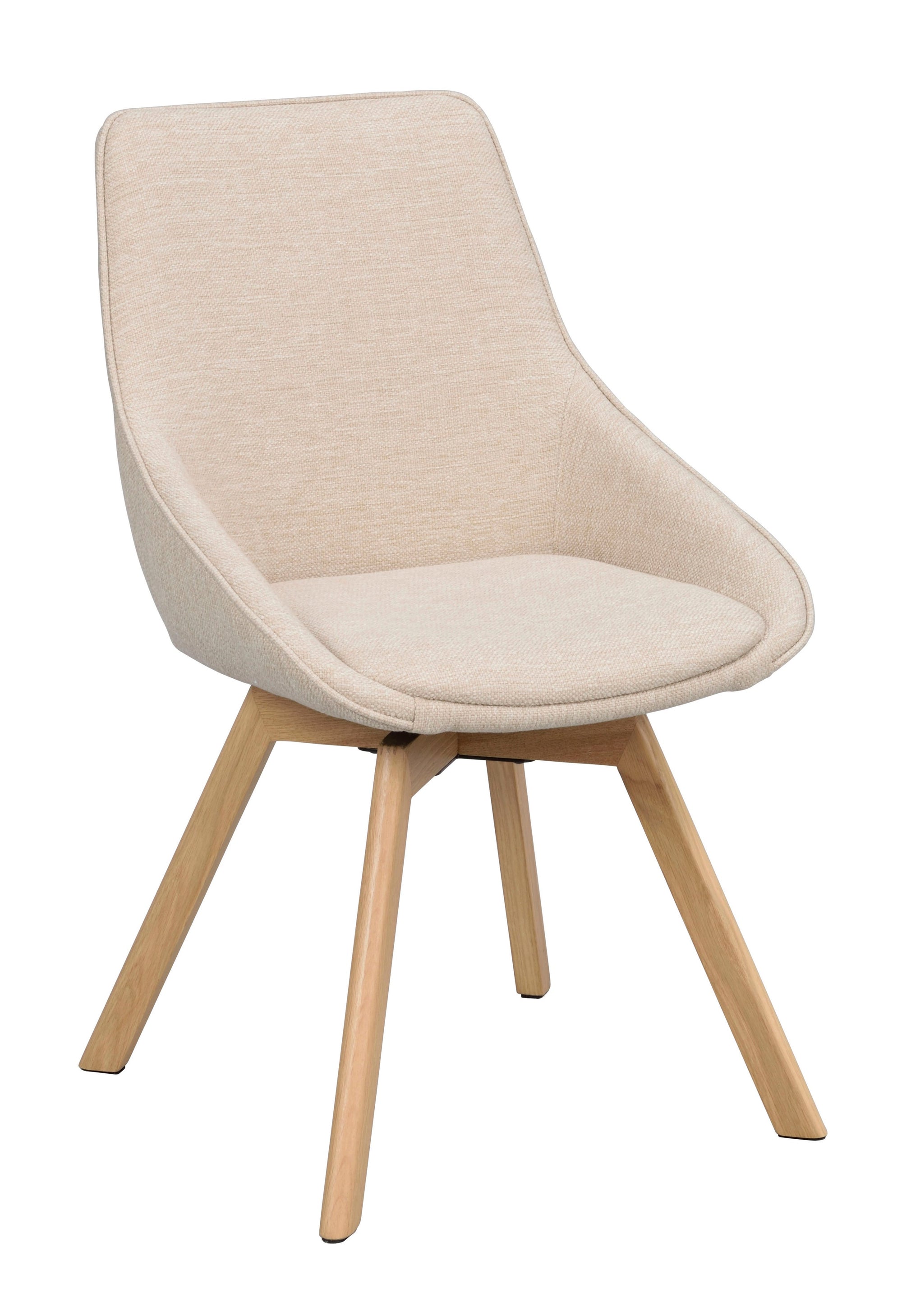 Alison Swivel Dining Chair with Oak Legs (Set of 2) – Light Beige Fabric / Oak – 6