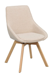 Alison Swivel Dining Chair with Oak Legs (Set of 2) – Light Beige Fabric / Oak – 6