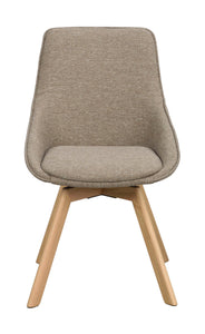 Alison Swivel Dining Chair with Oak Legs (Set of 2) – Dark Beige Fabric / Oak – 1