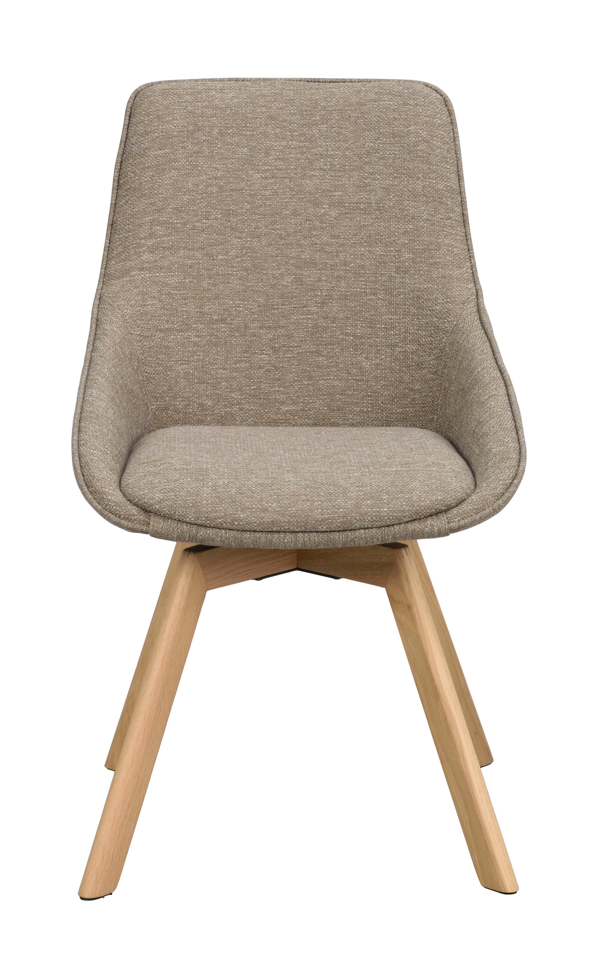 Alison Swivel Dining Chair with Oak Legs (Set of 2) – Dark Beige Fabric / Oak – 1