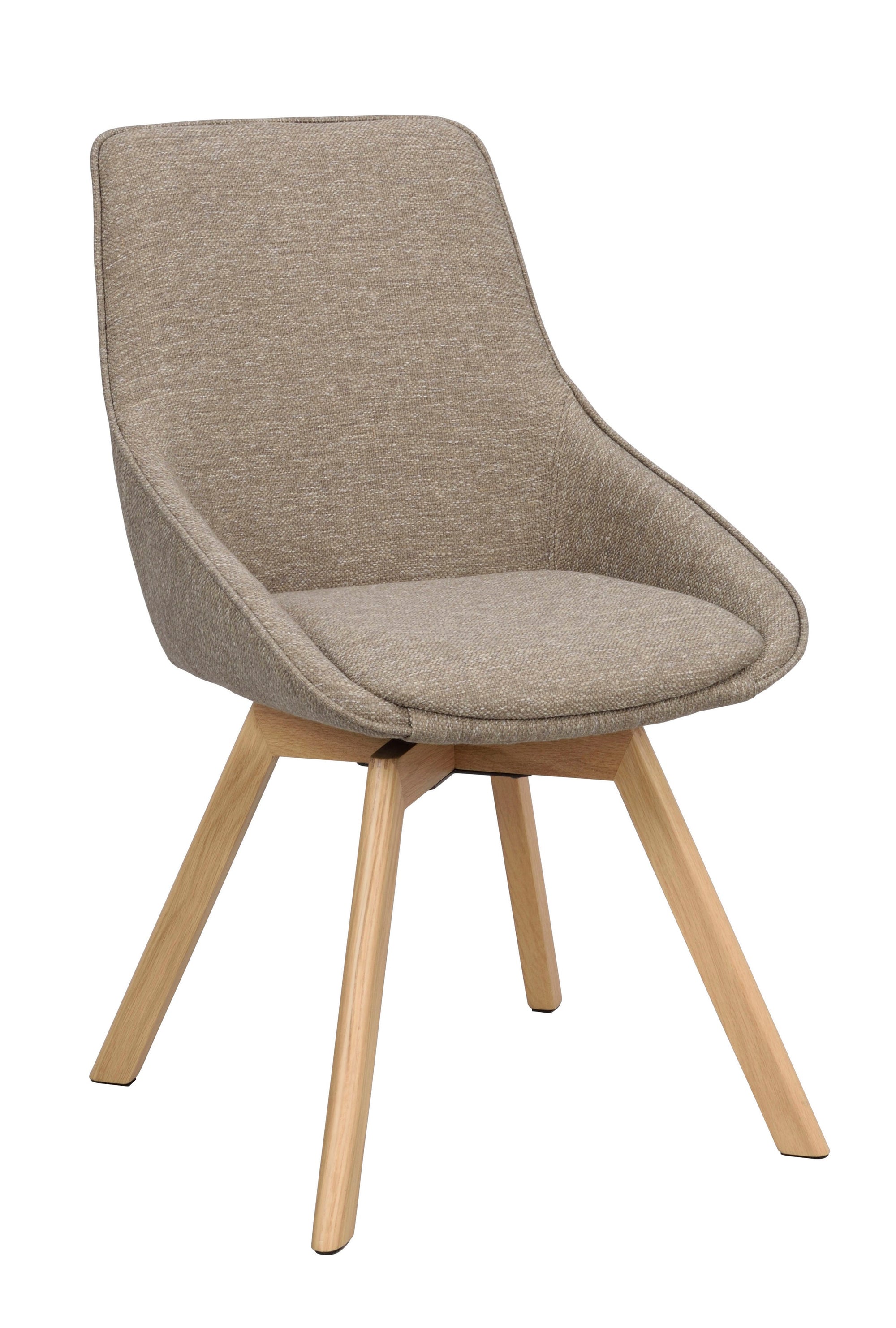 Alison Swivel Dining Chair with Oak Legs (Set of 2) – Dark Beige Fabric / Oak – 8