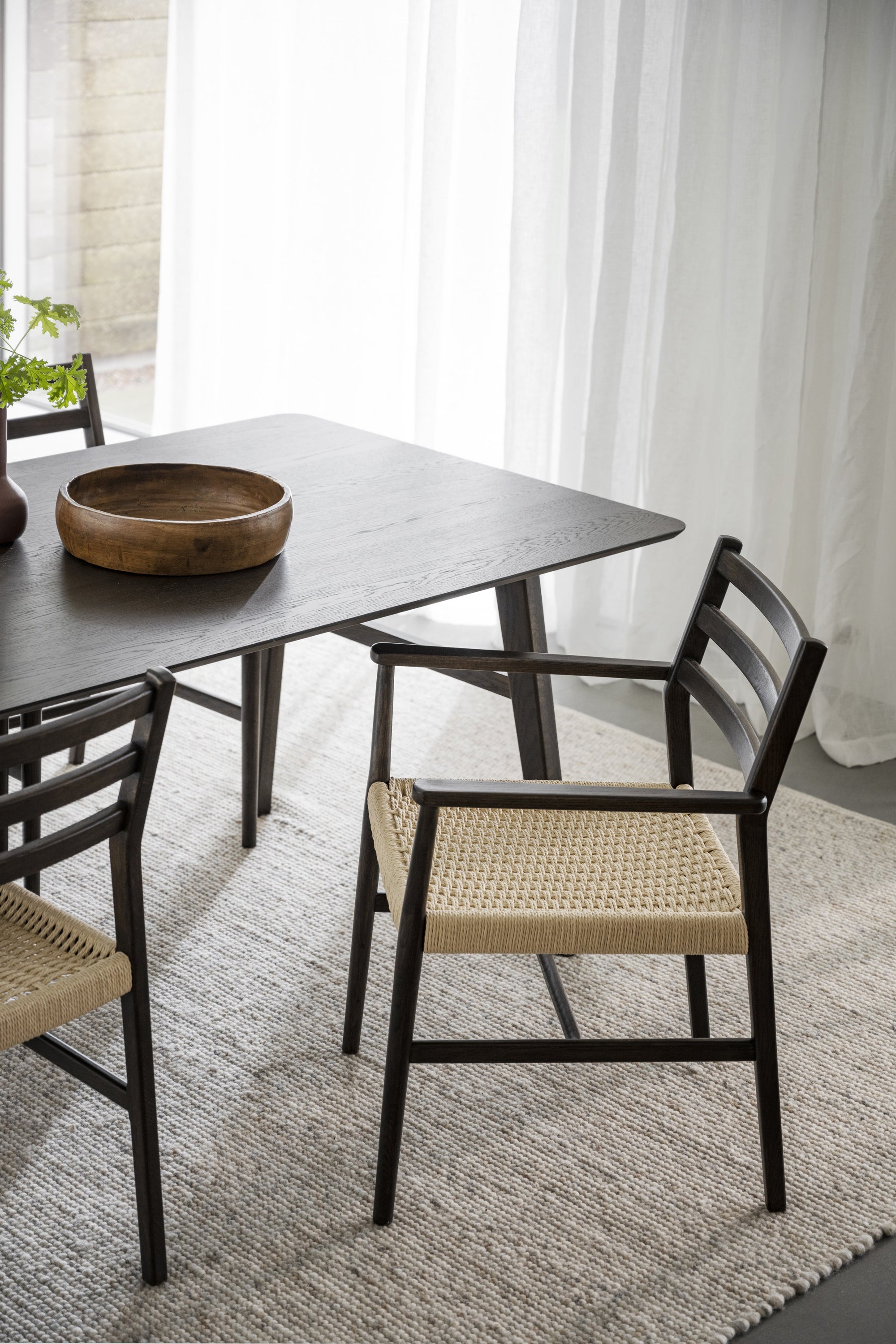 Harlan Dining Armchair with Woven Seat – Brown Oak – 2