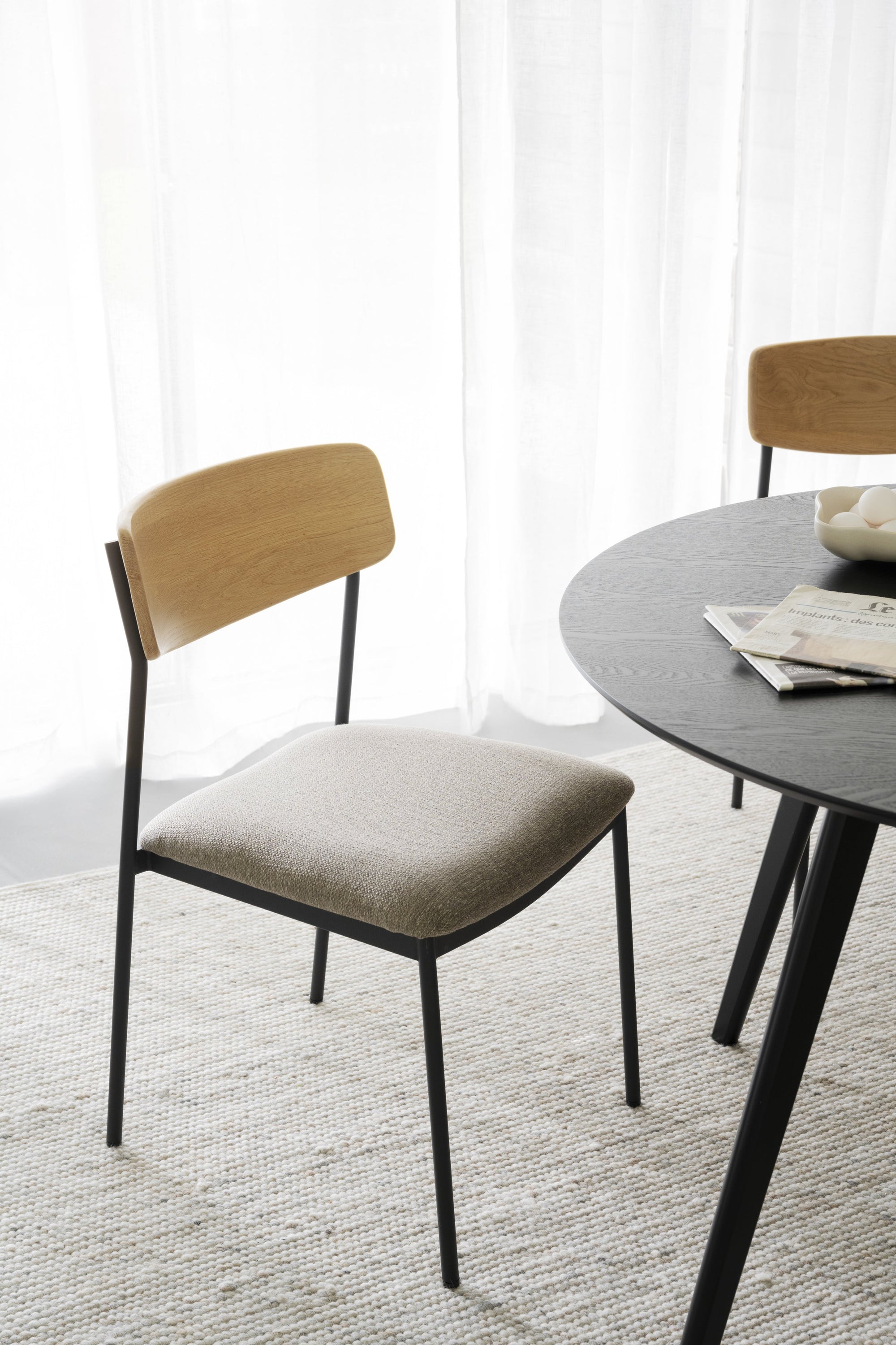 Maymont Stackable Dining Chair (Set of 2) – Oak / Dark Beige – 2