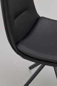 LOWELL Set of 2 Leather Swivel Chairs – Black leather – 6