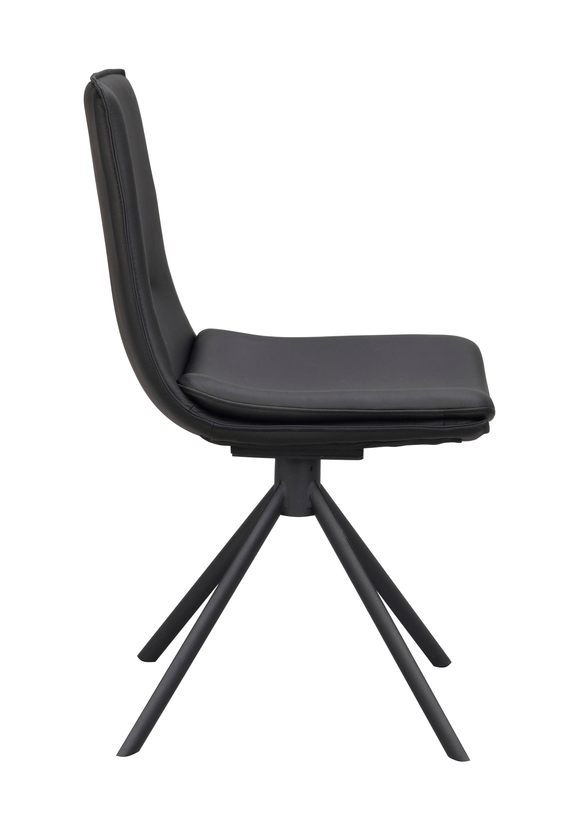 LOWELL Set of 2 Leather Swivel Chairs – Black leather – 4