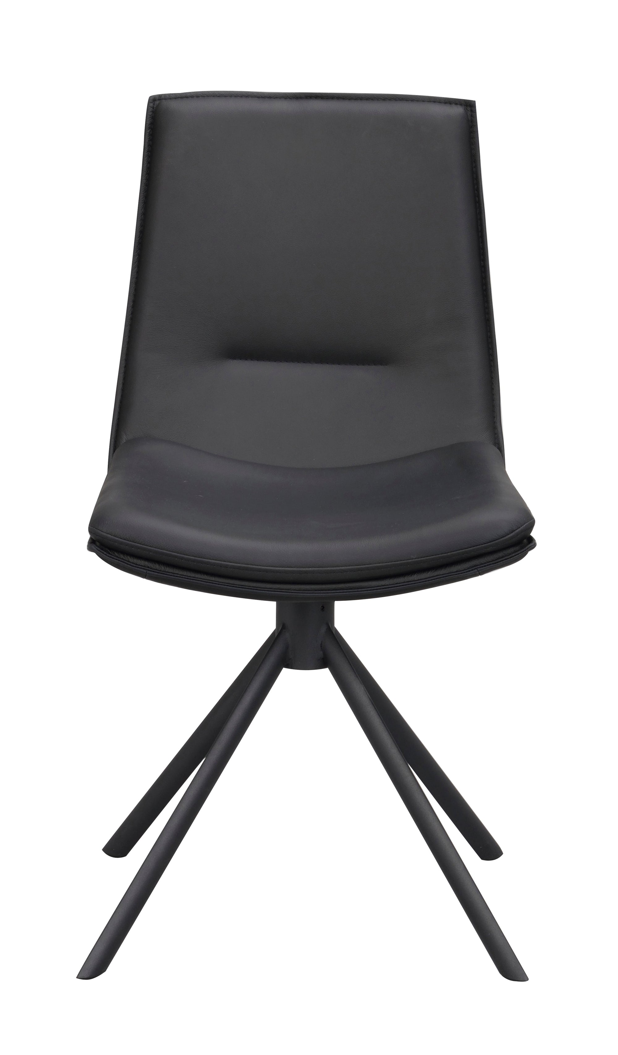 LOWELL Set of 2 Leather Swivel Chairs – Black leather – 1