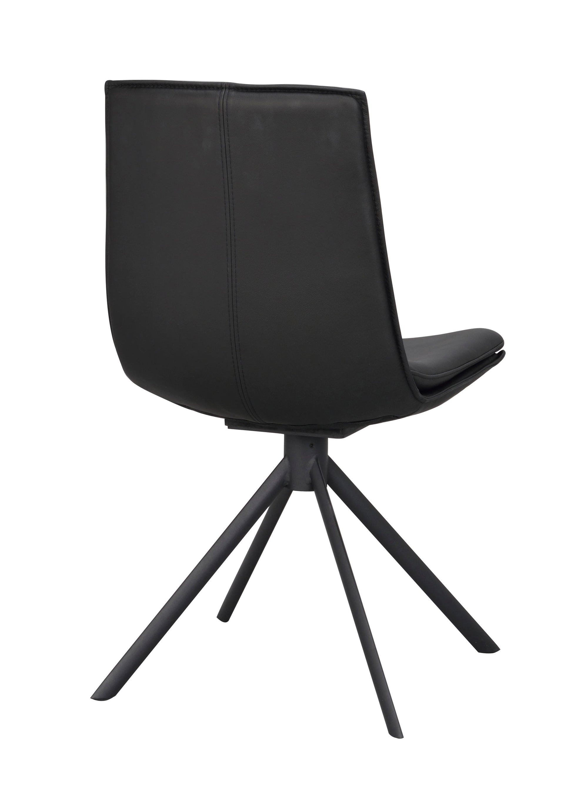LOWELL Set of 2 Leather Swivel Chairs – Black leather – 5