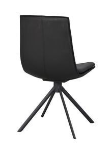 LOWELL Set of 2 Leather Swivel Chairs – Black leather – 5