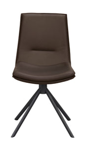 LOWELL Set of 2 Leather Swivel Chairs – Brown Leather – 1