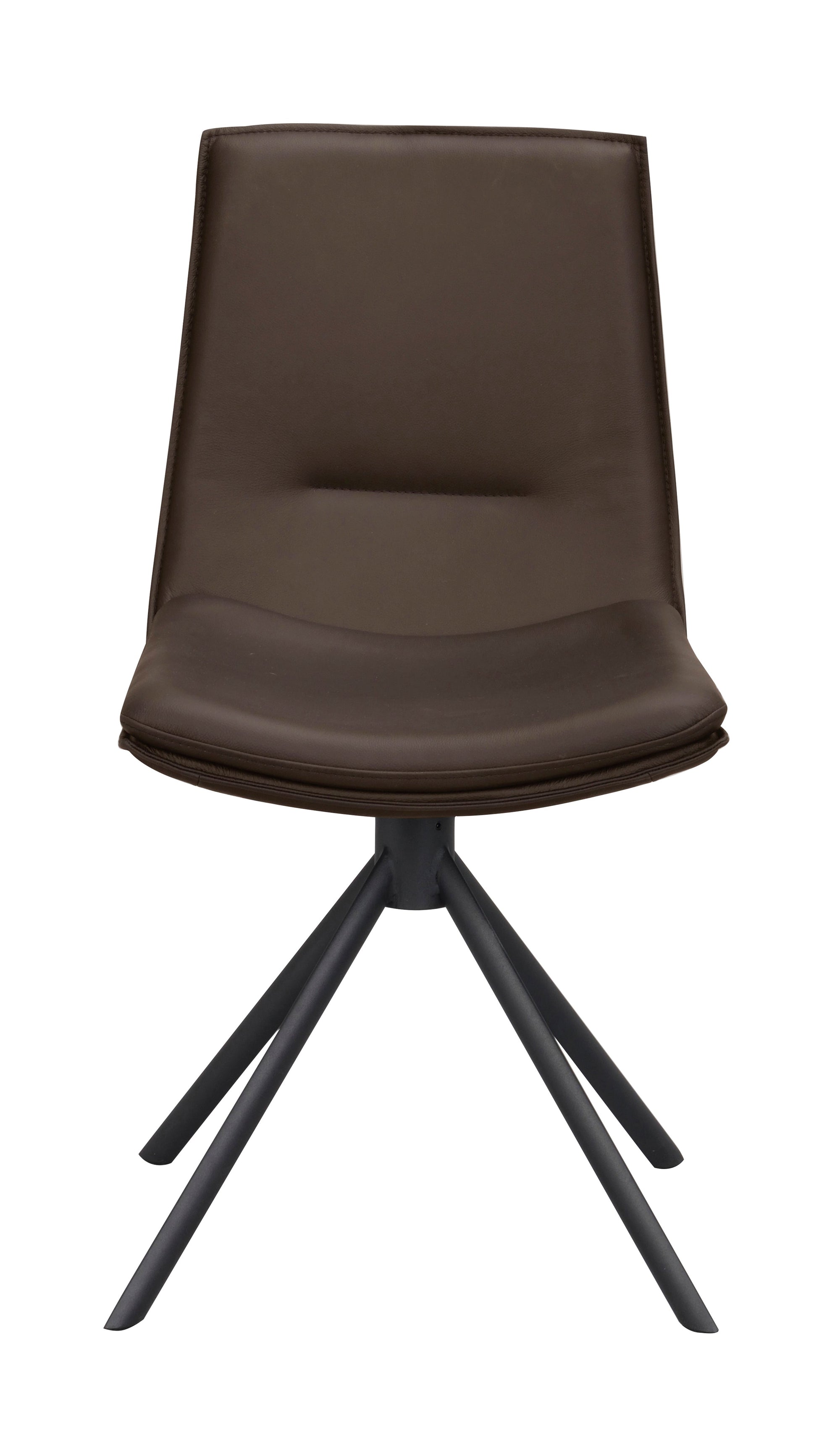 LOWELL Set of 2 Leather Swivel Chairs – Brown Leather – 1