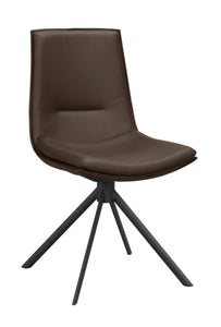 LOWELL Set of 2 Leather Swivel Chairs – Brown Leather – 5