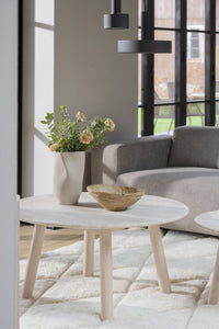 Taransay Travertine Coffee Table Ø90 cm – Beige / Whitewash Oak – 2