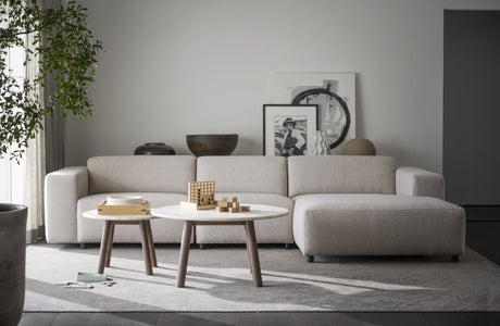 Taransay Travertine Coffee Table Ø60 cm – Beige / Brown Oak – 8