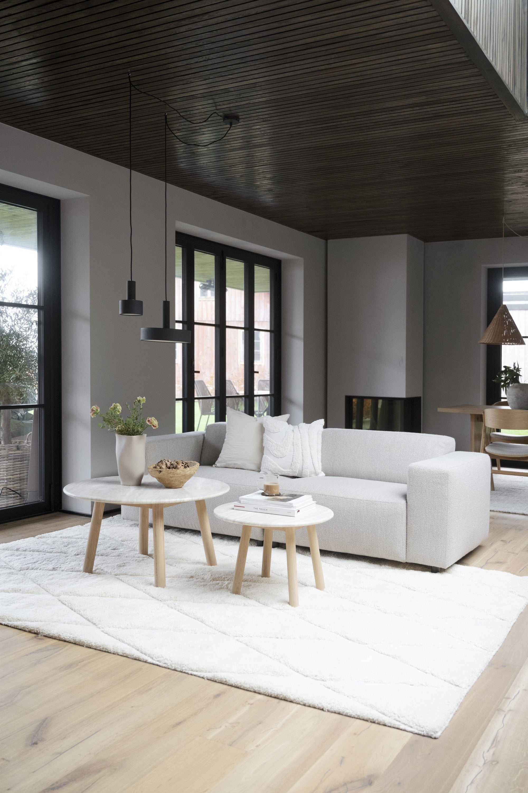 Taransay Travertine Coffee Table Ø60 cm – Beige / Whitewash Oak – 5