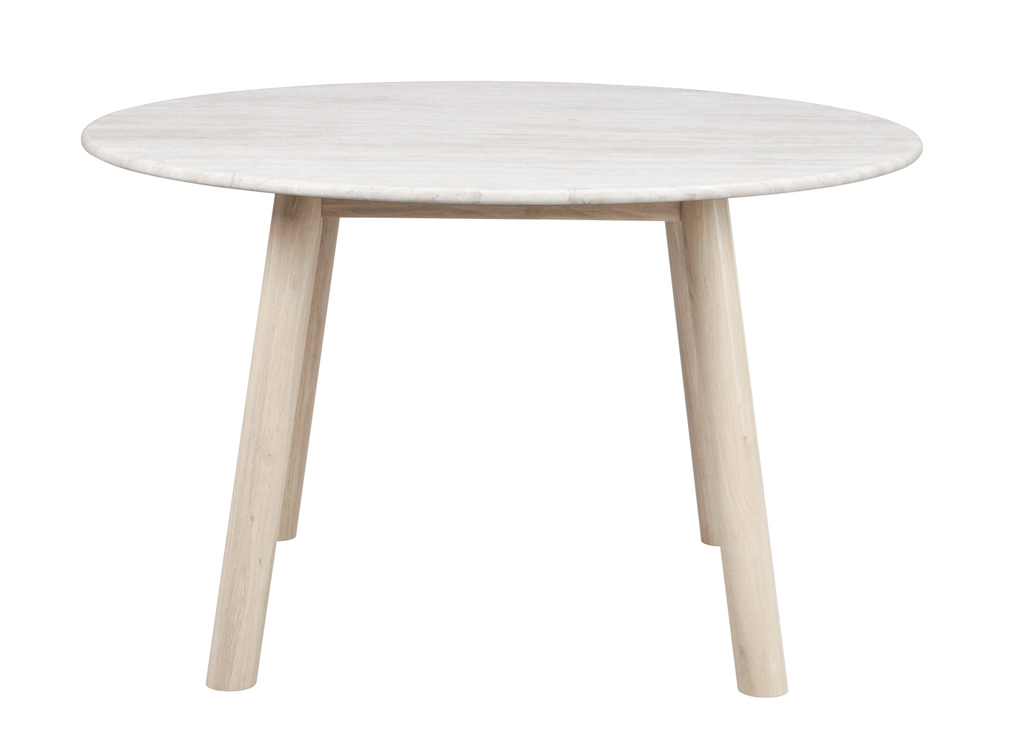 TARANSAY Round Table, Beige Travertine Top, Whitewash Legs Ø 125 CM – Default Title – 1