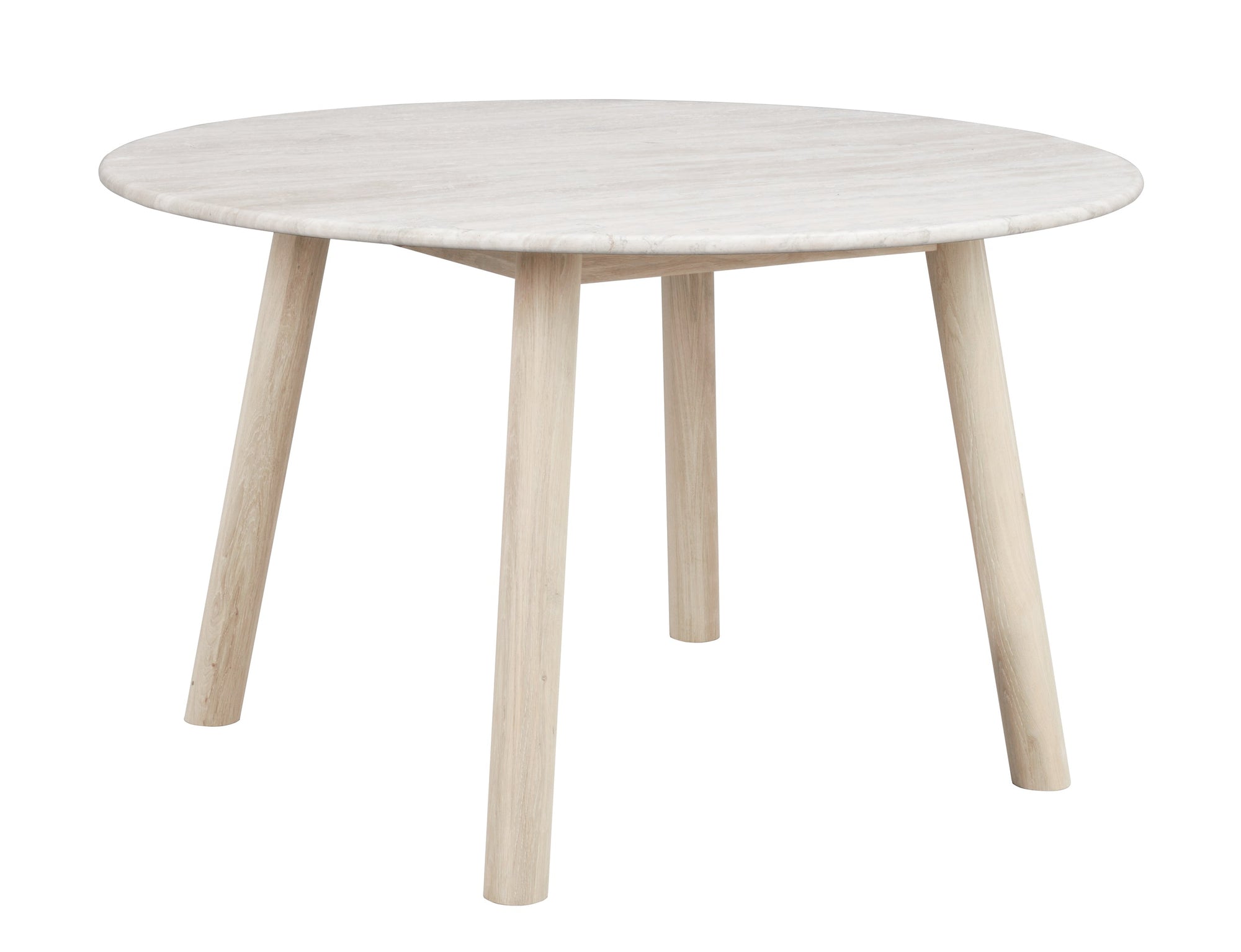 TARANSAY Round Table, Beige Travertine Top, Whitewash Legs Ø 125 CM – Default Title – 11
