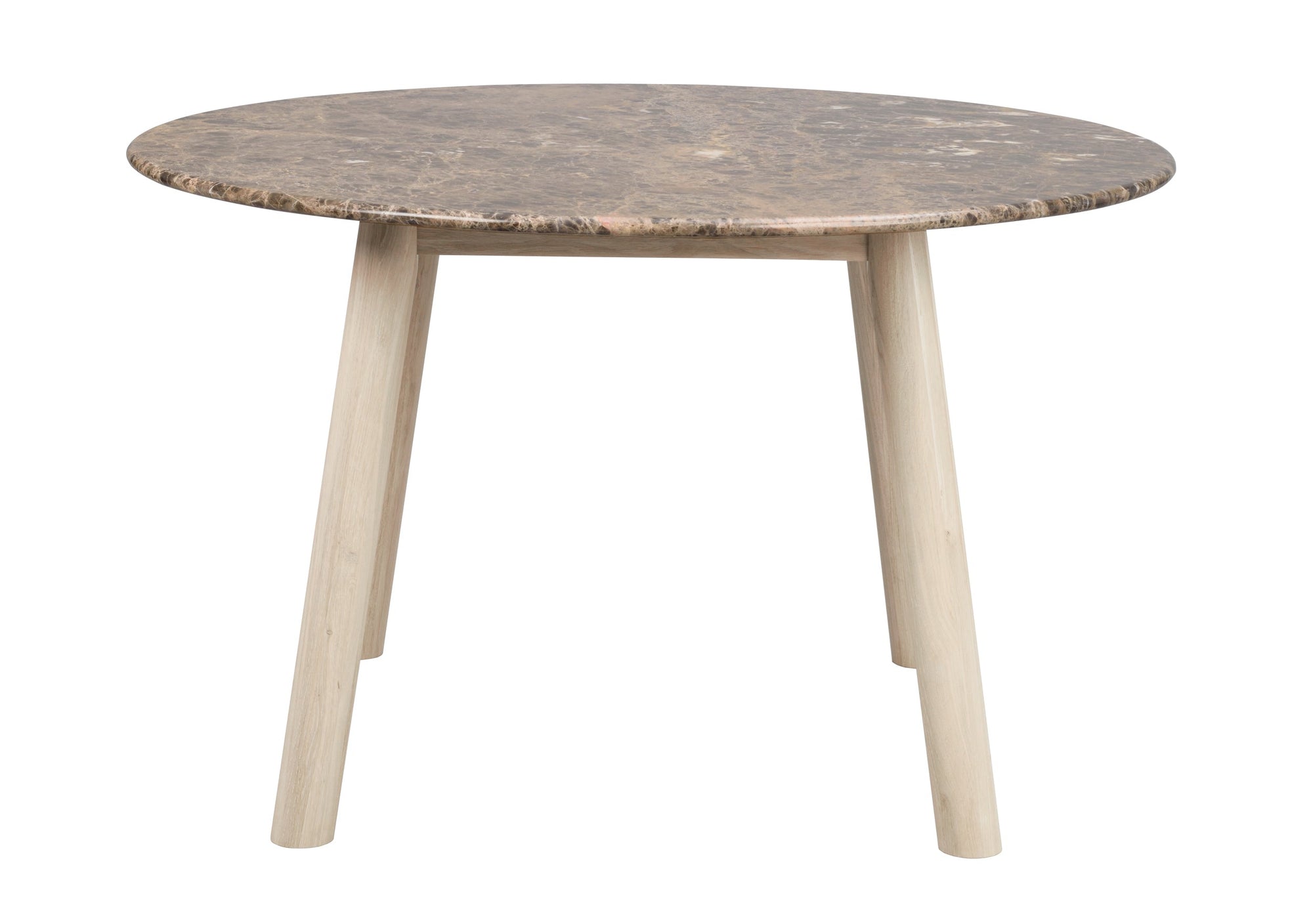 TARANSAY Round Table, Brown Travertine Top, Whitewash Legs Ø 125 CM – Default Title – 1