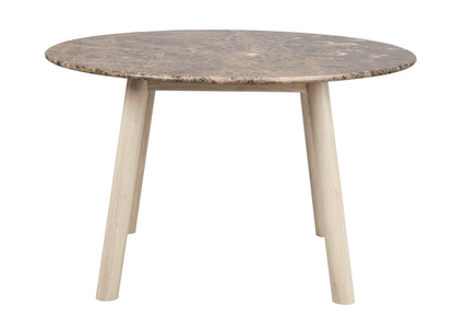 TARANSAY Round Table, Brown Travertine Top, Whitewash Legs Ø 125 CM – Default Title – 1