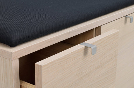 CONFETTI 2 Drawer Bench – Whitewash oak / black fabric – 11