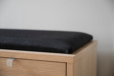 CONFETTI 2 Drawer Bench – Whitewash oak / black fabric – 6