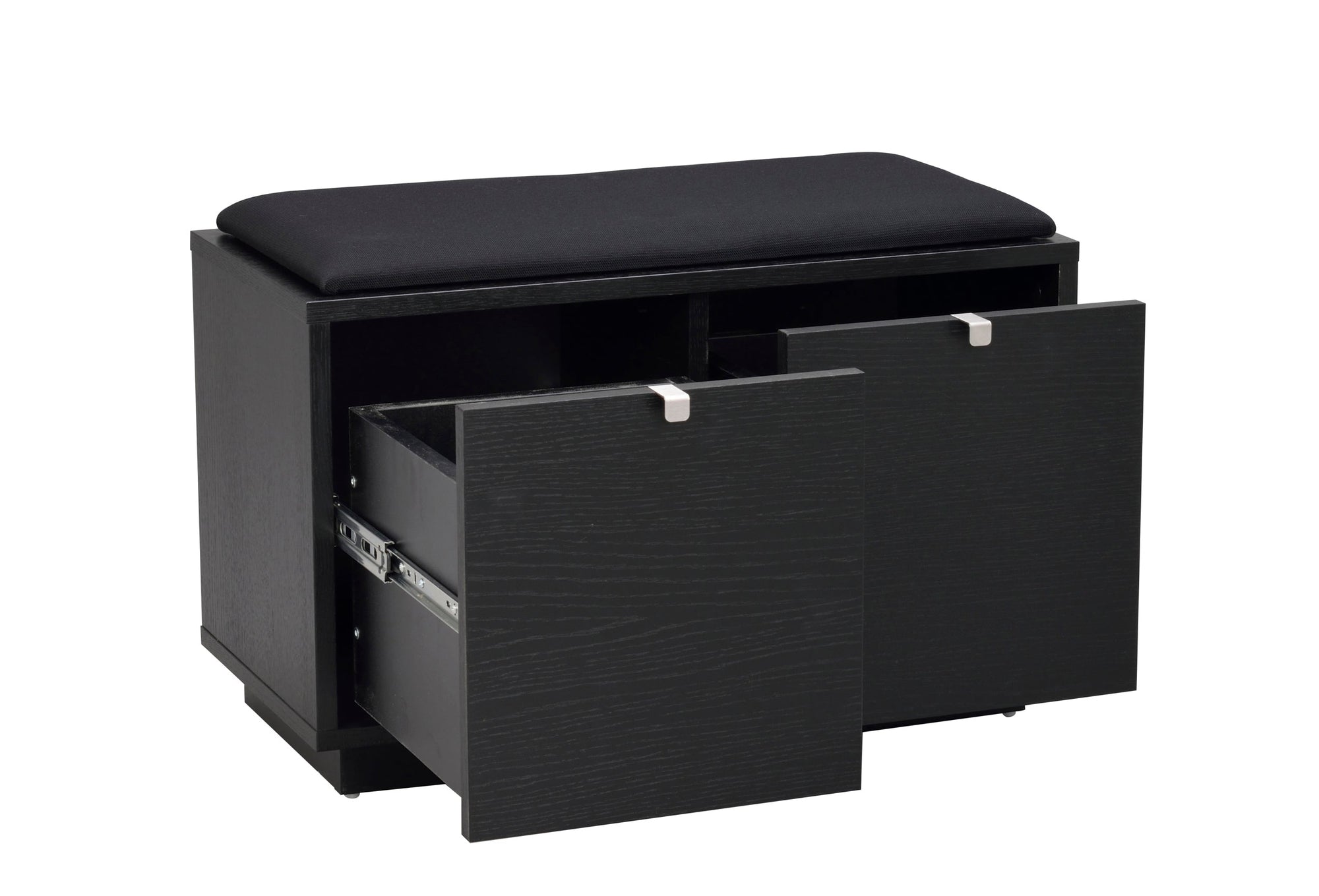 CONFETTI 2 Drawer Bench – Black stained oak / black fabric – 5