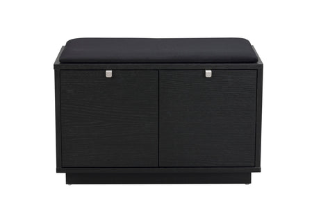 CONFETTI 2 Drawer Bench – Black stained oak / black fabric – 1