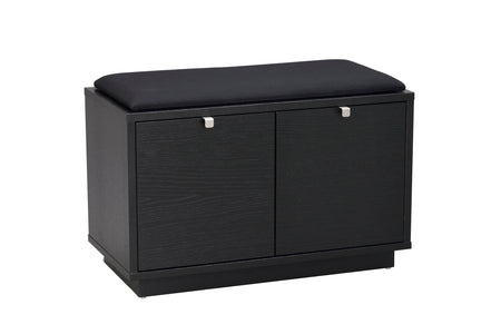 CONFETTI 2 Drawer Bench – Black stained oak / black fabric – 4