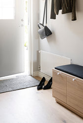 CONFETTI 3 Drawer Bench – Black stained oak / black fabric – 2