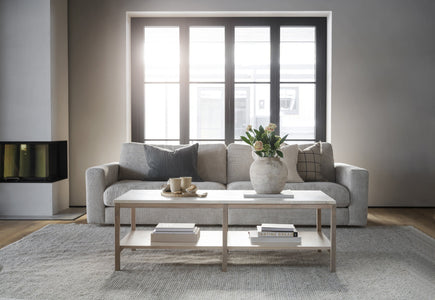 Orwel Travertine Coffee Table 140 x 60 cm – Beige Travertine / Whitewash Oak – 3