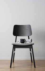 NAGANO Set of 2 Chairs – black oak/dark grey fabric – 2