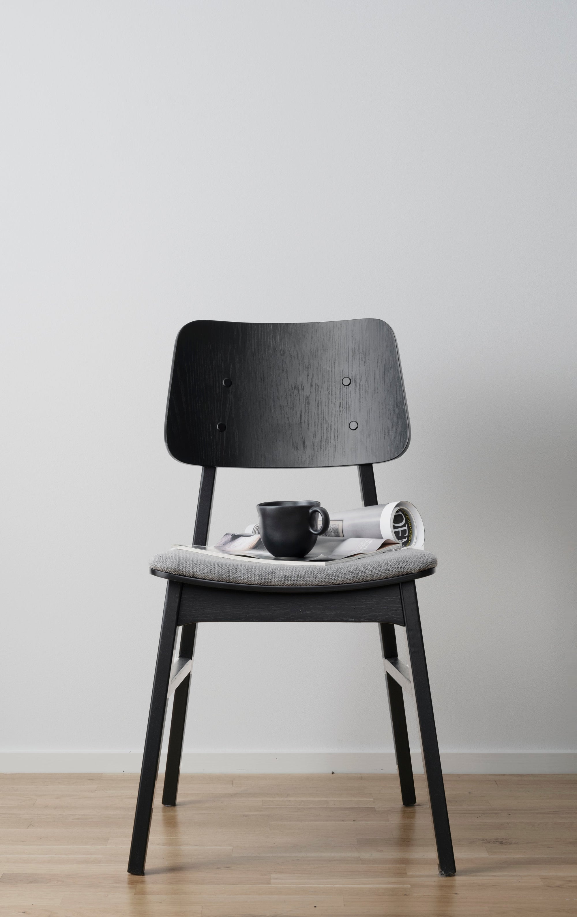 NAGANO Set of 2 Chairs – black oak/dark grey fabric – 2