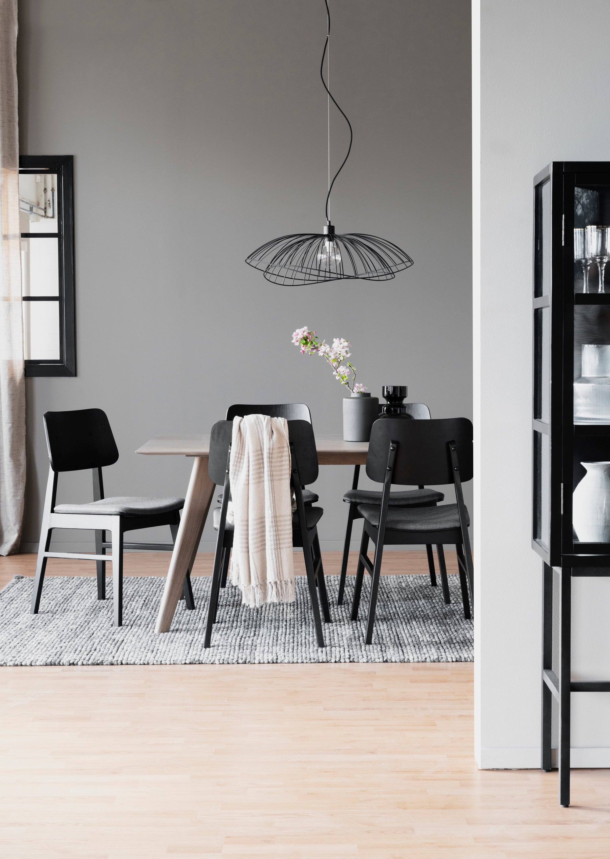 NAGANO Set of 2 Chairs – black oak/dark grey fabric – 3