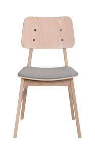 NAGANO Set of 2 Chairs – whitewash oak/light grey fabric – 1