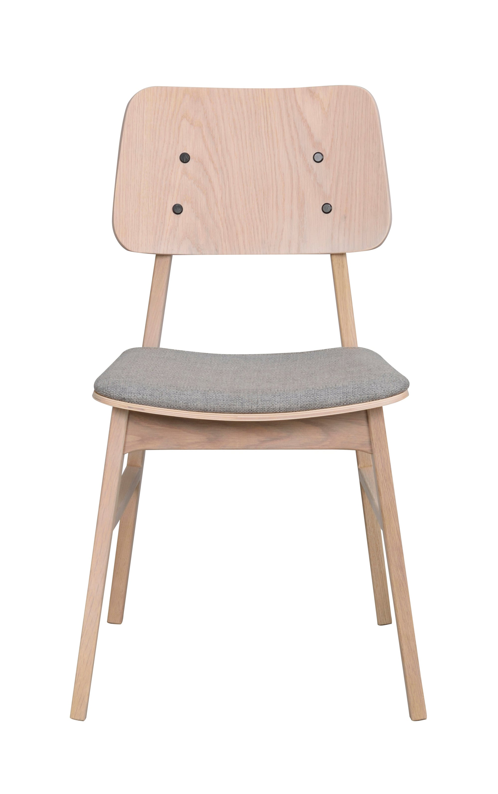 NAGANO Set of 2 Chairs – whitewash oak/light grey fabric – 1