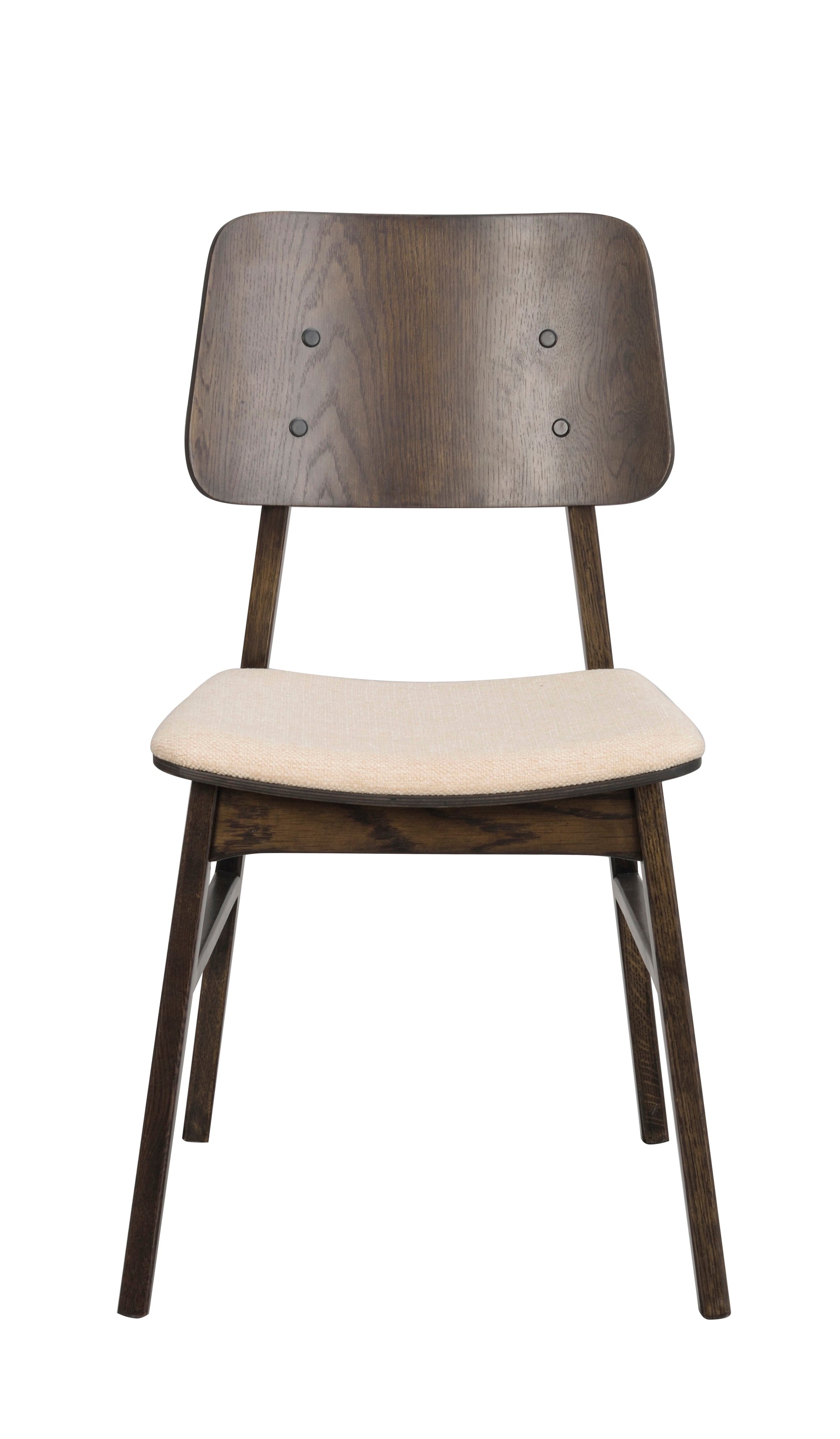 NAGANO Set of 2 Chairs – brown oak/beige fabric – 1